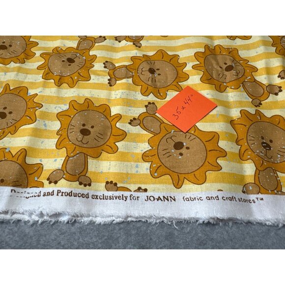 Joann Exclusive Lion Print Cotton Fabric 35x44" Yellow & Brown for Quilting & Cr - Picture 5 of 5